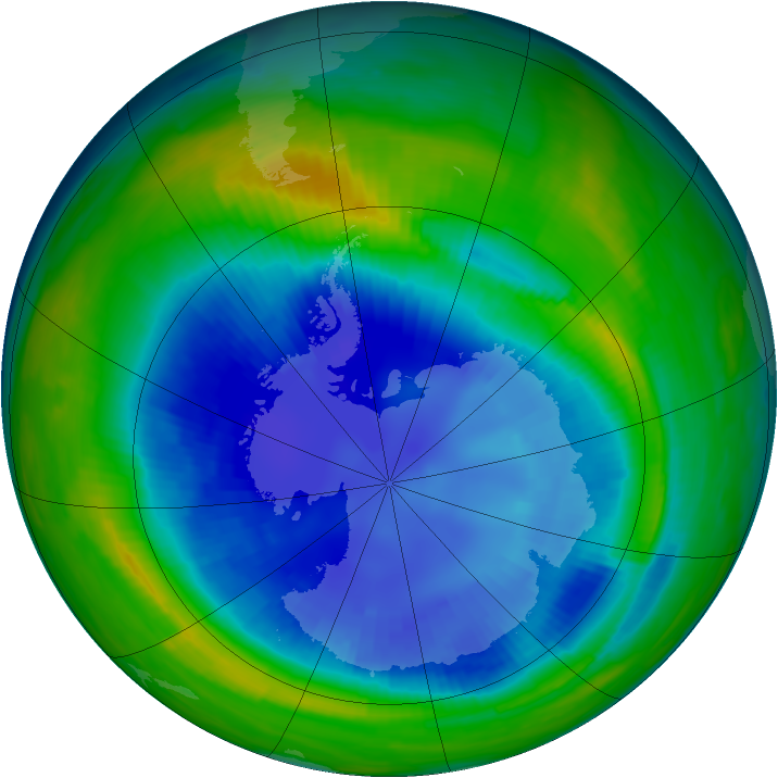 Antarctic ozone map for 30 August 1997